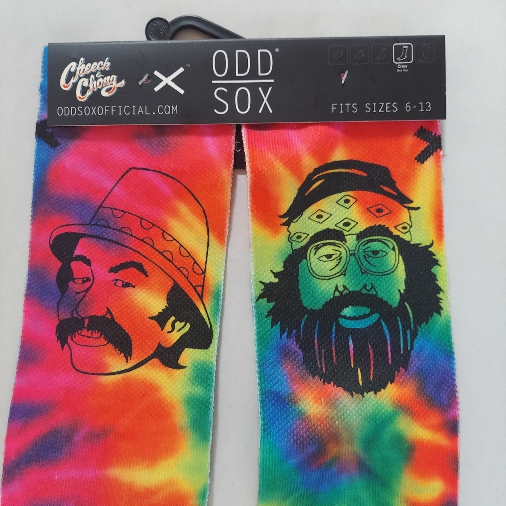 ODD SOX Cheech And Chong Crew Socks Fun Colorful Tye Dye NWT Sz6-13